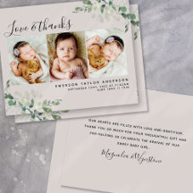 Eucalyptus Photo New Baby Thank You Card