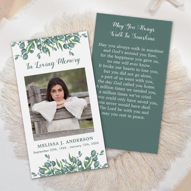 Eucalyptus Photo Sympathy Memorial Prayer Card (Creator Uploaded)