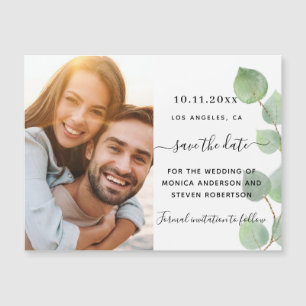 Eucalyptus photo wedding Save the Date magnet