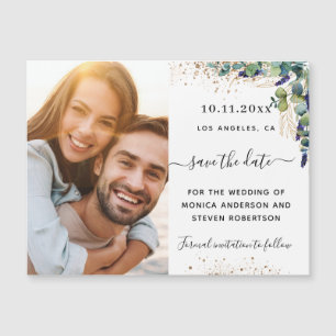 Eucalyptus photo wedding Save the Date magnet