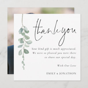 Eucalyptus Photo Wedding Thank You  Card