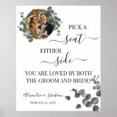 Find your seat wedding reception eucalyptus sign