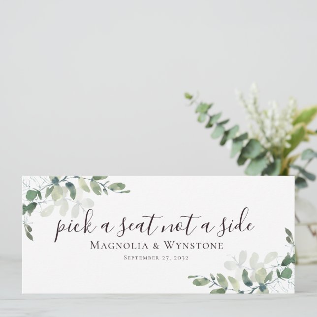 Eucalyptus Pick a Seat Not a Side Invitation (Standing Front)