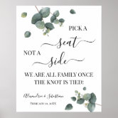 Find your seat wedding reception eucalyptus sign