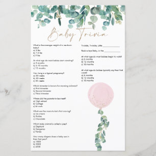 Eucalyptus Pink Balloon Baby Shower Baby Trivia