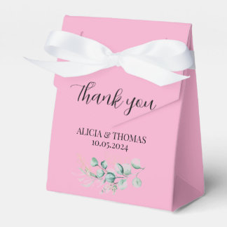 Eucalyptus Pink Botanical Initials Wedding Favour Box