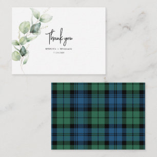 Eucalyptus Plaid Rustic Wedding Tartan Thank You Card