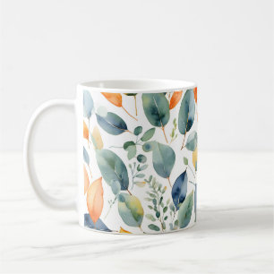 Eucalyptus Plants Green Orange 350 Watercolor Coffee Mug