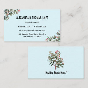 Eucalyptus Populus grain Psychotherapist Counselor Business Card