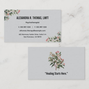 Eucalyptus Populus grain Psychotherapist Counselor Business Card