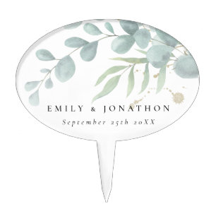 Eucalyptus Powder Blue Gold  Cake Pick