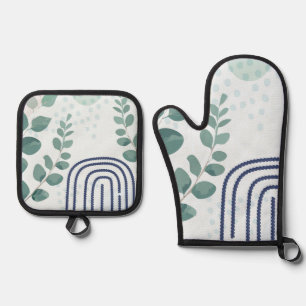 Eucalyptus Praying Mantis Australian Botanical Art Oven Mitt & Pot Holder Set