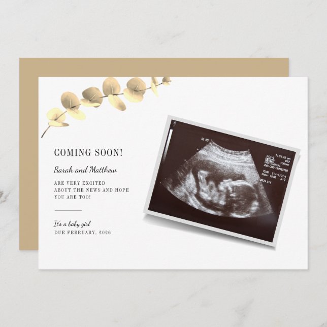 Eucalyptus Pregnancy Announcement Baby Reveal (Front/Back)