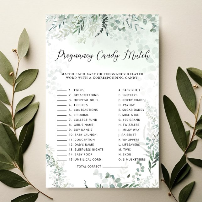 Eucalyptus Pregnancy Candy Bar | Baby Shower Game  (Creator Uploaded)
