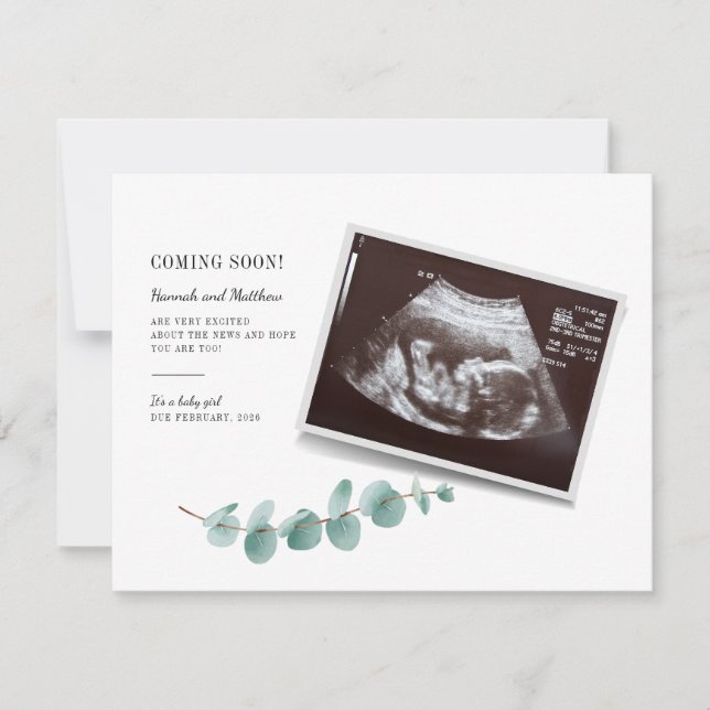 Eucalyptus Pregnancy Gender Reveal Baby Sonogram (Front)