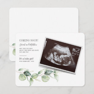 Eucalyptus Pregnancy Greenery Gender Reveal Card