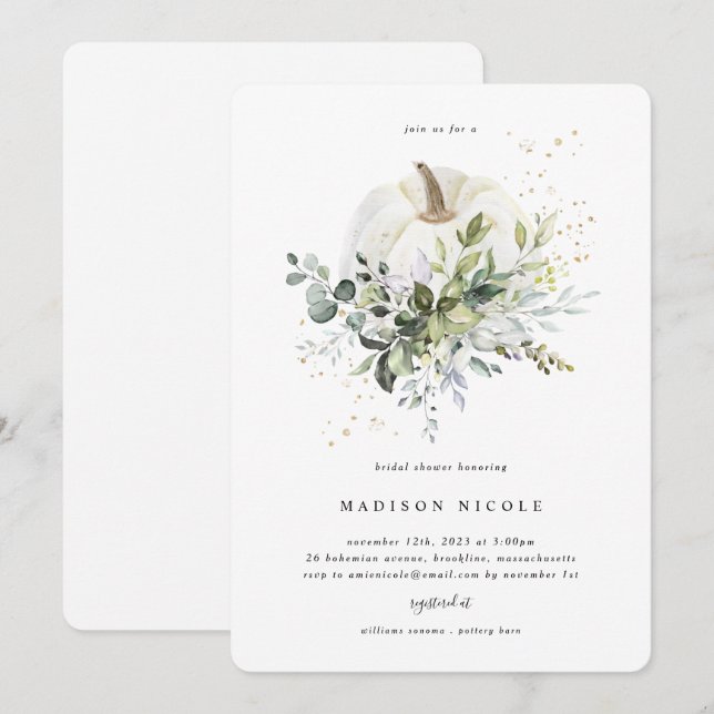 Eucalyptus Pumpkin Bridal Shower Invitation (Front/Back)