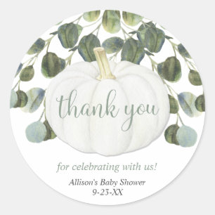 Eucalyptus pumpkin greenery modern watercolor classic round sticker
