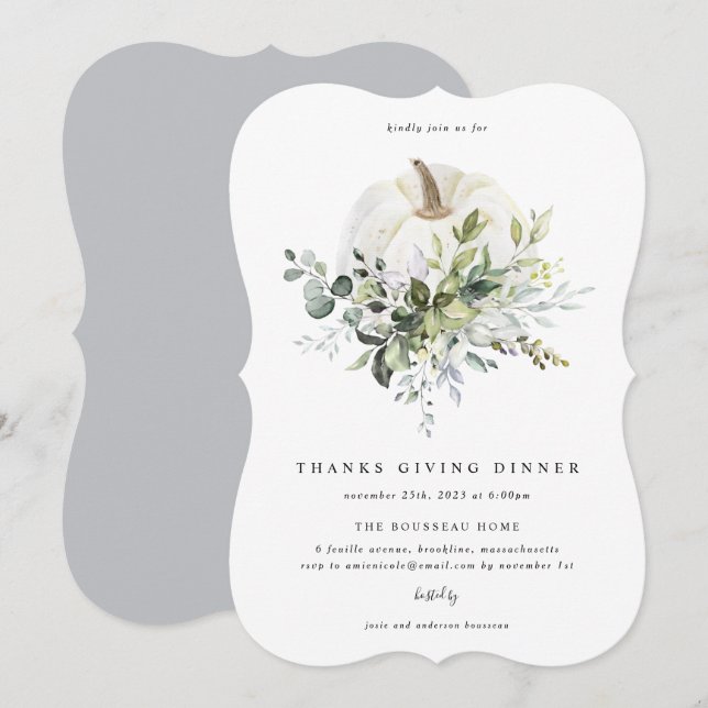 Eucalyptus Pumpkin Thanks Giving Invitation (Front/Back)