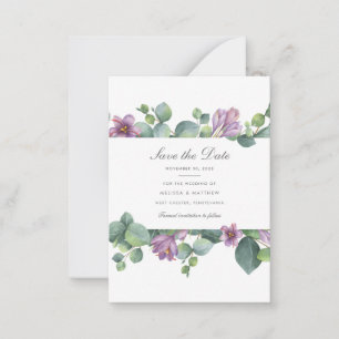 Eucalyptus Purple Green Floral Succulent Save The Card