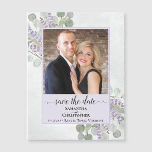 Eucalyptus Purple Wedding Save Date Photo Magnet