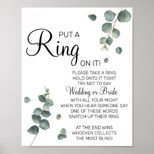 Eucalyptus Put a Ring bridal shower game sign