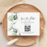 Eucalyptus QR Code Botanical Wedding Save The Date<br><div class="desc">Minimalist Botanical Wedding Save the Date Announcement Card you can easily customise by clicking the "Personalise" button. Featuring Eucalyptus foliage with modern script and popular typography on white background.</div>