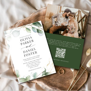 Eucalyptus QR Code Photo Greenery Wedding Invitation