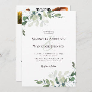 Eucalyptus QR Code Photo Wedding Itinerary Invitation