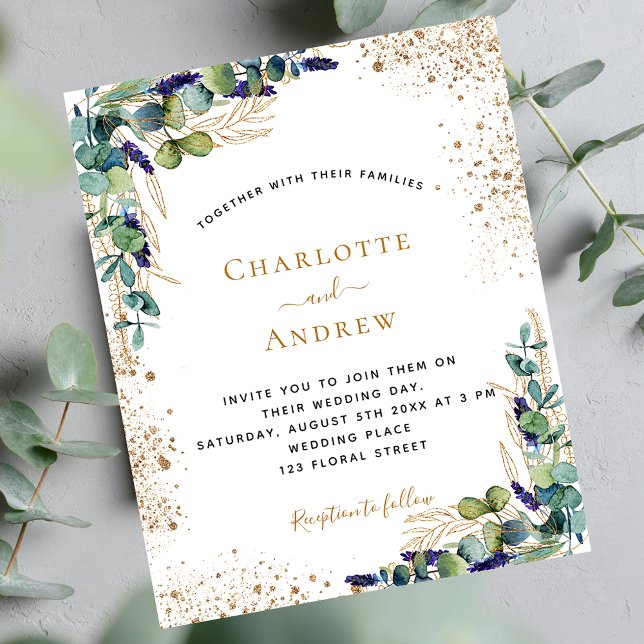Eucalyptus QR code RSVP budget wedding invitation Flyer (Creator Uploaded)