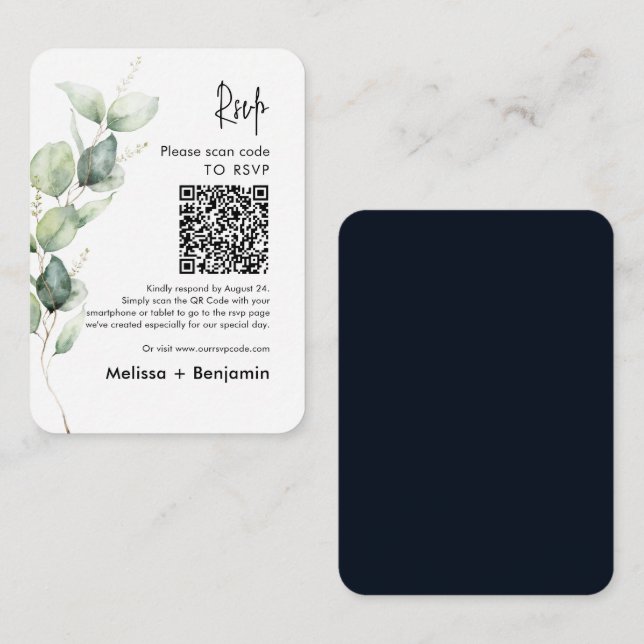 Eucalyptus QR Code RSVP Wedding Enclosure Card (Front/Back)