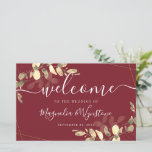 Eucalyptus Red Gold Welcome Table Card<br><div class="desc">This elegant eucalyptus wedding sign forms part of a co-ordinated wedding suite which is available in our store.</div>