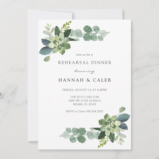 Eucalyptus Rehearsal Dinner Invitation (Front)