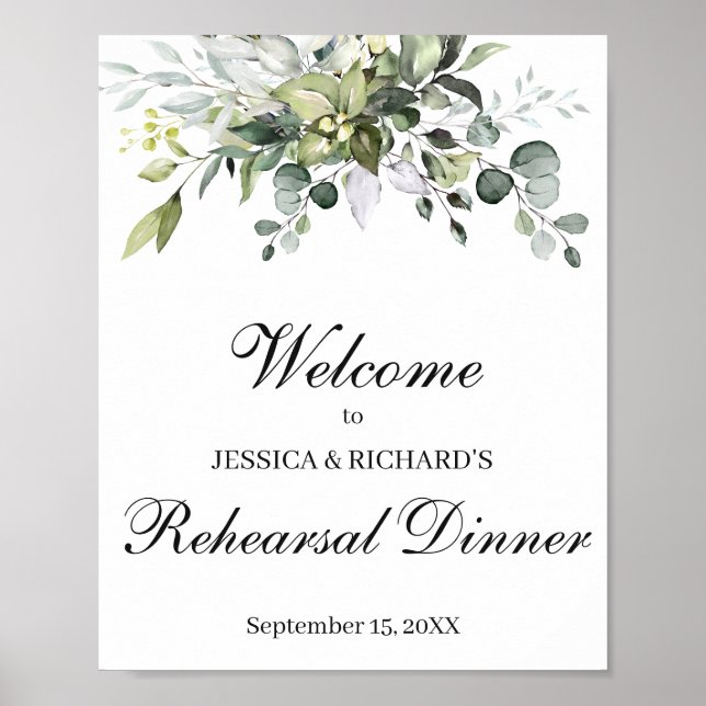 Eucalyptus Rehearsal Dinner Welcome Poster Sign (Front)