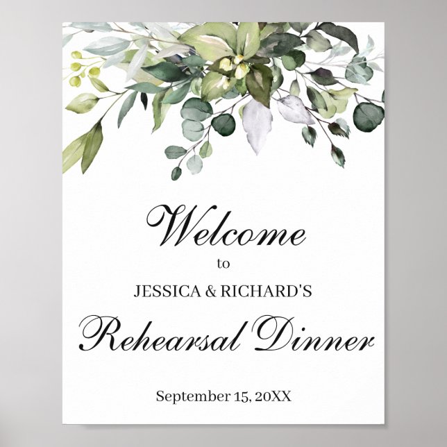 Eucalyptus Rehearsal Dinner Welcome Poster Sign (Front)