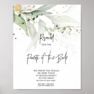 Eucalyptus Reserved Parents of Bride Loving Memory Poster
