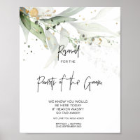 Eucalyptus Reserved Parents of Groom Loving Memory