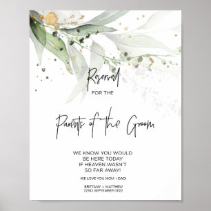 Eucalyptus Reserved Parents of Groom Loving Memory Poster