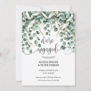 Eucalyptus Ribbon Engagement Party Invitation
