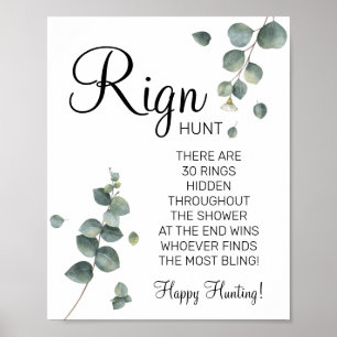 Eucalyptus Ring Ring bridal shower game sign