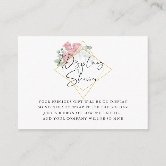 Eucalyptus Rose Geometric Baby Display Shower Enclosure Card (Front)