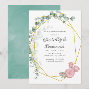 Eucalyptus Rose Geometric Bridesmaids Luncheon Invitation