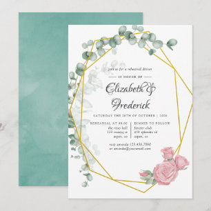 Eucalyptus Rose Geometric Rehearsal Dinner Invitation