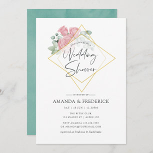 Eucalyptus Rose Geometric Wedding Shower Invitation