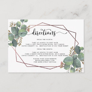 Eucalyptus rose gold geometric  details wedding invitation