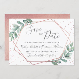 Eucalyptus Rose Gold Geometric Wedding Save The Date