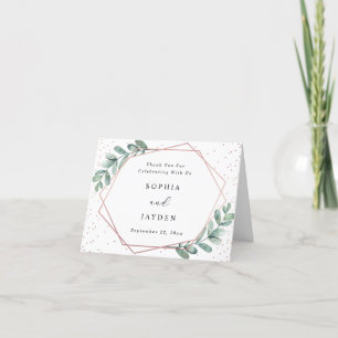 Eucalyptus Rose Gold Geometric Wedding Thank You Card