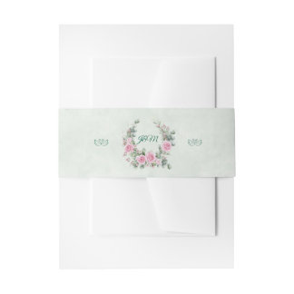Eucalyptus & Rose Swan Wedding Invitation Belly Ba Band