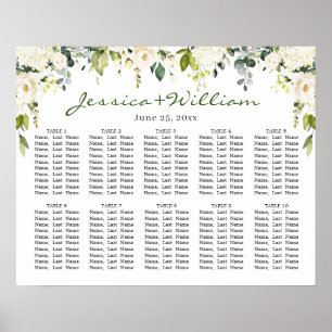 Eucalyptus & Roses 10 Tables Wedding SEATING CHART