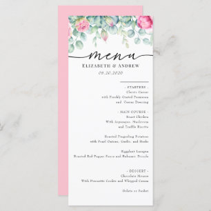 Eucalyptus Roses   Elegant Boho Greenery Wedding Menu